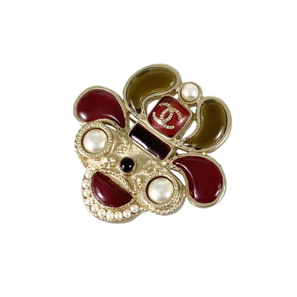 CHANEL Gold plated Fake pearl Brooch - Picture 1 of 13